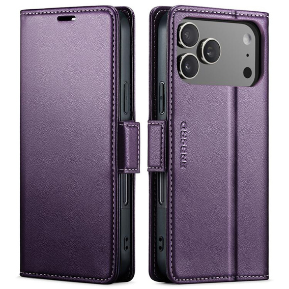 ERBORD Carcasă de portofel Glossy Litchi cu clapetă pentru iPhone 17 Pro Max