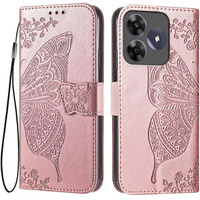 Cu clapetă pentru Realme C61, Butterfly, roz rose gold