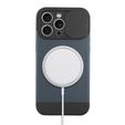 Huse pentru iPhone 15 Pro Max, ERBORD MagProtect Slide Camera, albastru titan