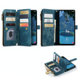 Husa CASEME pentru Samsung Galaxy A56 5G, Leather Wallet Cash and Card Slots, cu curea, albastru