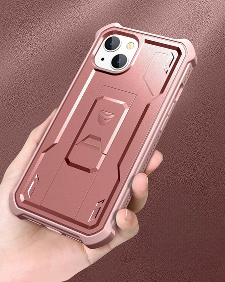 Husă blindată pentru iPhone 13 / 14, Dexnor Full Body, roz rose gold