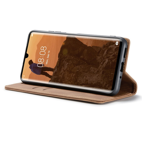 Husa CASEME pentru Huawei P30 Pro, Leather Wallet Case, maro