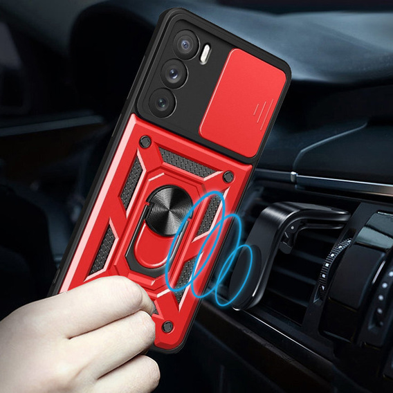 Husă blindată pentru Realme 14X / Realme C75, CamShield Slide, roșu