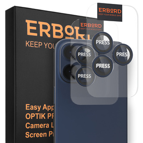 2x ERBORD OPTIK Pro sticlă călită pentru iPhone 15 Pro/15 Pro Max camera foto, albastru