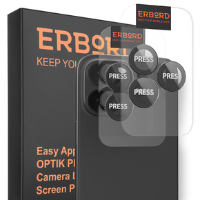 2x ERBORD OPTIK Pro sticlă călită pentru iPhone 15 Pro / 15 Pro Max camera foto, negru