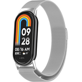 Brățară milaneză cu brățară cu carcasă pentru Xiaomi Smart Band 8, argintiu