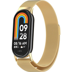 Brățară milaneză cu brățară cu carcasă pentru Xiaomi Smart Band 8, de aur