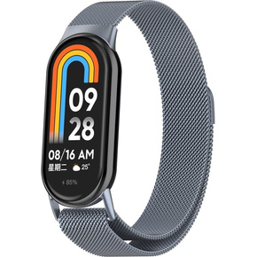 Brățară milaneză cu brățară cu carcasă pentru Xiaomi Smart Band 8, gri