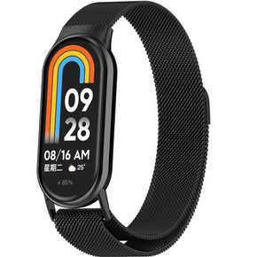 Brățară milaneză cu brățară cu carcasă pentru Xiaomi Smart Band 8, negru