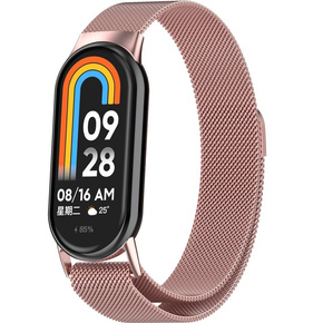 Brățară milaneză cu brățară cu carcasă pentru Xiaomi Smart Band 8, roz