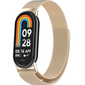 Brățară milaneză cu brățară cu carcasă pentru Xiaomi Smart Band 8, șampanie