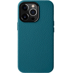 Carcasă MELKCO pentru iPhone 15 Pro, din piele pentru MagSafe, albastru