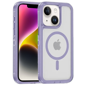 Carcasă cu ramă pentru iPhone 13/14, pentru MagSafe, transparent / violet