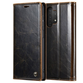 Carcasă flip CASEME pentru Samsung Galaxy A13 4G/5G / A04S, Waxy Textured, cafea