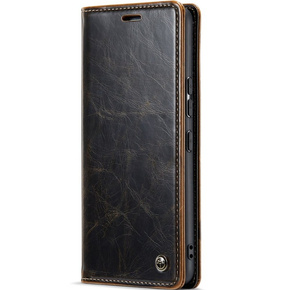 Carcasă flip CASEME pentru Samsung Galaxy A53 5G, Waxy Textured, negru / maro