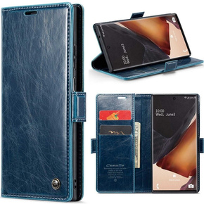 Carcasă flip CASEME pentru Samsung Galaxy Note 20 Ultra, Waxy Textured, albastru