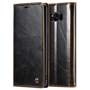 Carcasă flip CASEME pentru Samsung Galaxy S8, Waxy Textured, cafea