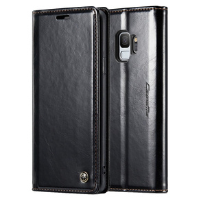 Carcasă flip CASEME pentru Samsung Galaxy S9, Waxy Textured, negru