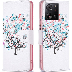 Carcasă flip pentru Xiaomi 13T / 13T Pro / Redmi K60 Ultra, Wallet, colorful tree, alb