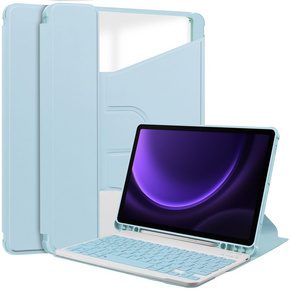 Carcasă + tastatură Samsung Galaxy Tab S9 FE, Rotary 360° Leather, caz albastru