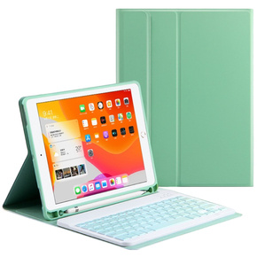 Carcasă + tastatură iPad 10.2 7/8/9 gen 2019/2020/2021, Keyboard Cover Pen Slot, verde