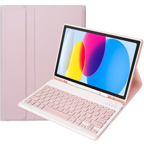 Carcasă + tastatură iPad 10.9 2022 10 Gen, Pen Slot, roz rose gold