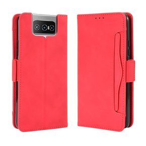 Cu clapetă pentru Asus Zenfone 7 / 7 Pro, Card Slot, roșu