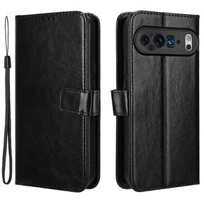 Cu clapetă pentru Google Pixel 9 / Google Pixel 9 Pro, Crazy Horse Wallet, negru