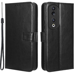 Cu clapetă pentru Honor 90, Crazy Horse Wallet, negru