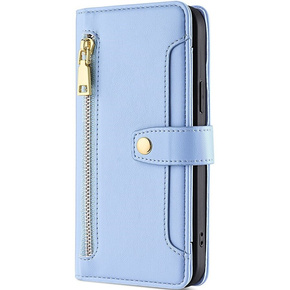 Cu clapetă pentru Honor Magic5 Lite, Wallet Zipper Pocket, albastru