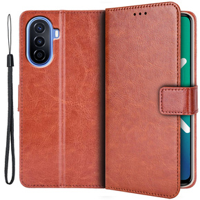 Cu clapetă pentru Huawei Nova Y70 4G, Crazy Horse Wallet, maro