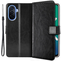 Cu clapetă pentru Huawei Nova Y70 4G, Crazy Horse Wallet, negru