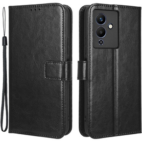 Cu clapetă pentru Infinix Note 12 5G, Crazy Horse Wallet, negru