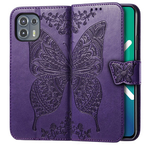 Cu clapetă pentru Motorola Edge 20 Lite, Butterfly, violet