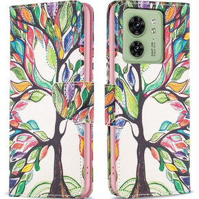 Cu clapetă pentru Motorola Edge 40 5G, Wallet, tree of life, albastru