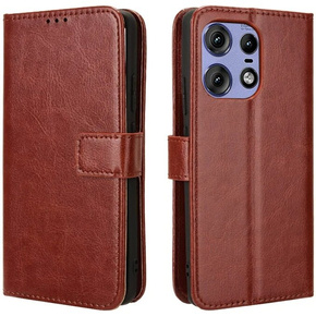 Cu clapetă pentru Motorola Edge 50 Pro, Crazy Horse Wallet, maro