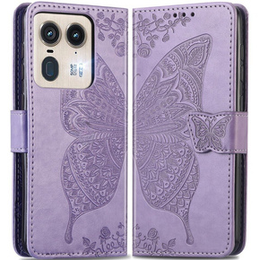 Cu clapetă pentru Motorola Edge 50 Ultra, Butterfly, violet