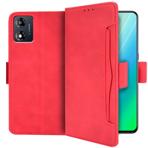 Cu clapetă pentru Motorola Moto E13, Card Slot, roșu