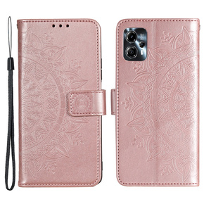 Cu clapetă pentru Motorola Moto G13 / G23, Mandala Flower, roz rose gold