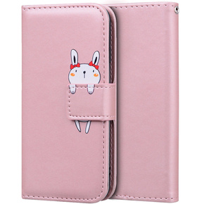 Cu clapetă pentru Motorola Moto G22, Wallet Bunny, roz