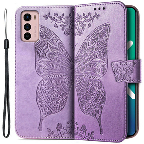 Cu clapetă pentru Motorola Moto G42 4G, Butterfly, violet