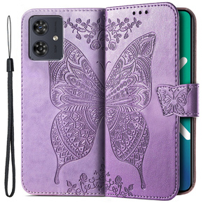 Cu clapetă pentru Motorola Moto G54 5G, Butterfly, violet