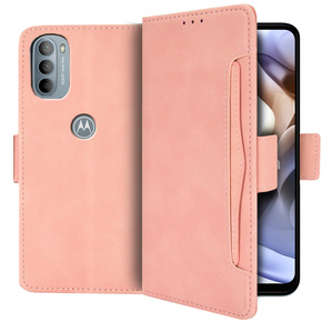 Cu clapetă pentru Motorola Moto G71 5G, Card Slot, roz