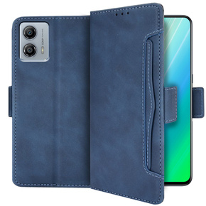 Cu clapetă pentru Motorola Moto G73 5G, Card Slot, albastru