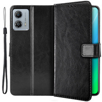 Cu clapetă pentru Motorola Moto G73 5G, Crazy Horse Wallet, negru