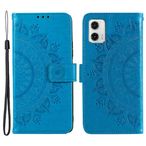 Cu clapetă pentru Motorola Moto G73 5G, Mandala Flower, albastru