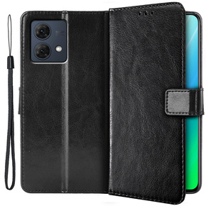 Cu clapetă pentru Motorola Moto G84 5G, Crazy Horse Wallet, negru