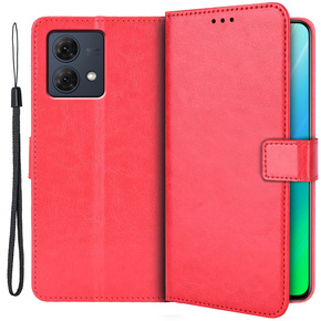 Cu clapetă pentru Motorola Moto G84 5G, Crazy Horse Wallet, roșu