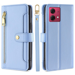 Cu clapetă pentru Motorola Moto G84 5G, Wallet Zipper Pocket, albastru