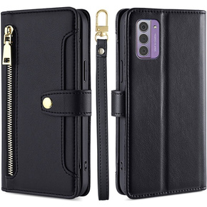 Cu clapetă pentru Nokia G42, Wallet Zipper Pocket, negru